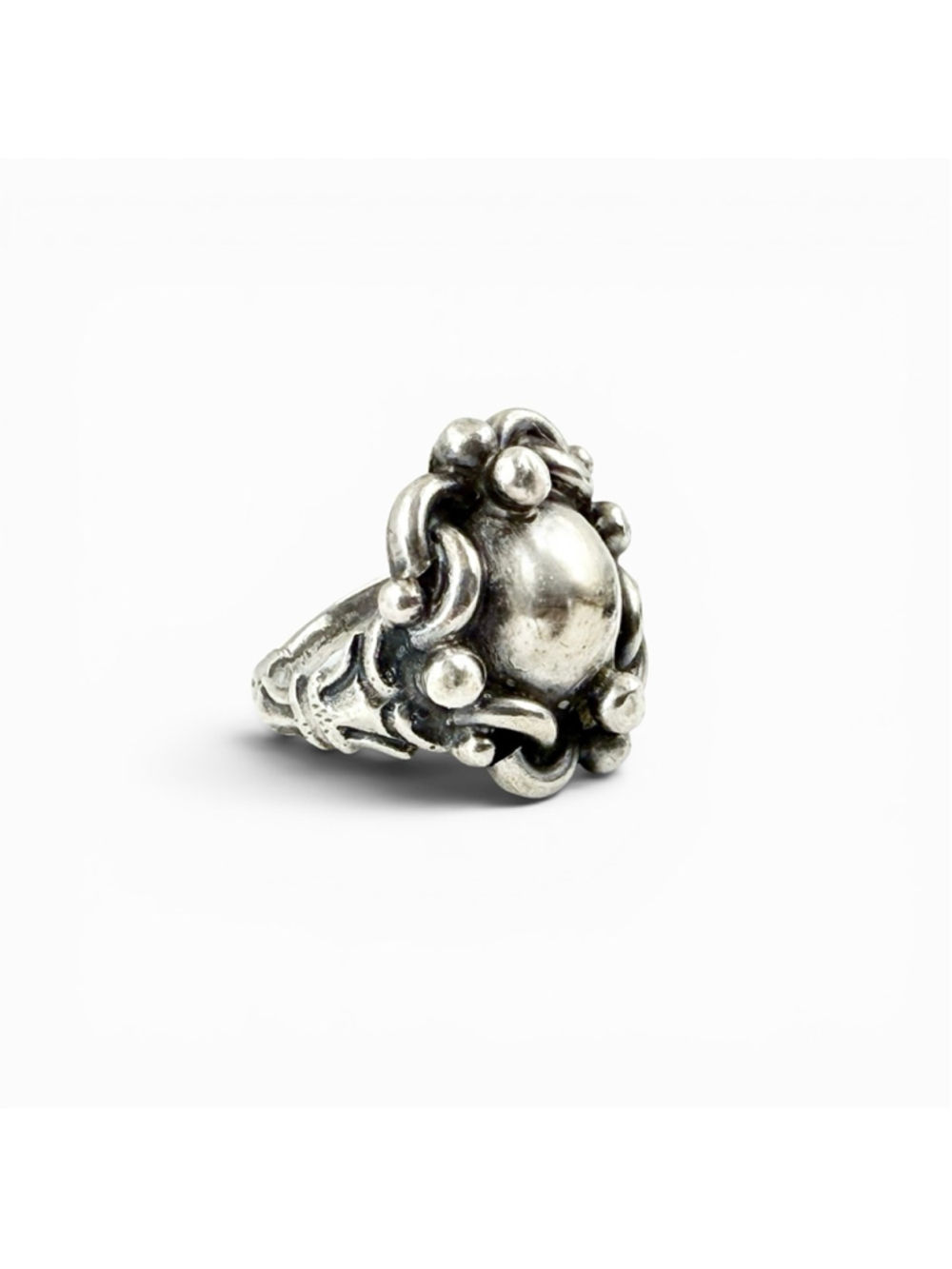 Vintage Peruzzi Ring Size 6 800 Silver Florence Italy Ornate Statement Dome Ring